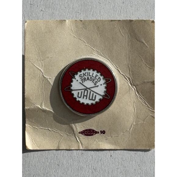 Vtg UAW Skilled Trades United Automobile Workers Union Pin Enamel Hat Lapel Pin - Picture 2 of 7